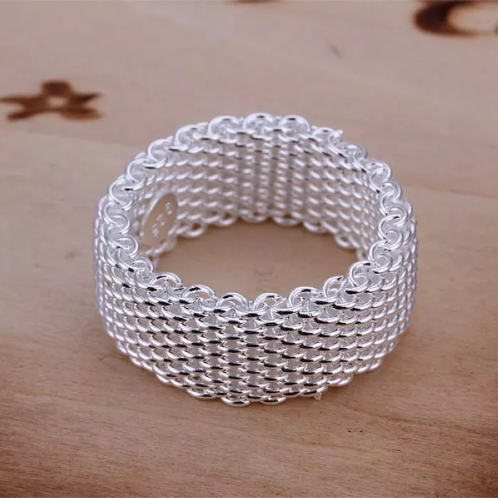 925 stamped mesh ring size 6  7 8 - Picture 2 of 3